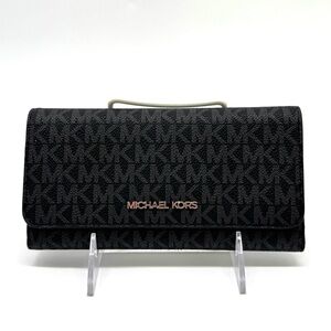 Michael Kors Large Trifold Wallet Black Signature